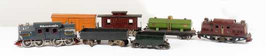 Lionel #380 Red Electric Locomotive with Three Cars