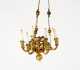 One Ormolu Chandelier with Candles and Lot of Soft Metal Doll House Items