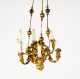 One Ormolu Chandelier with Candles and Lot of Soft Metal Doll House Items