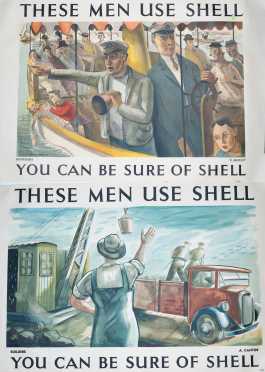 Two "Shell" "These Men Use Shell" Posters