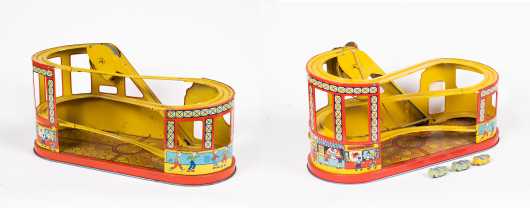 Two "J. Chein" Tin Roller Coasters