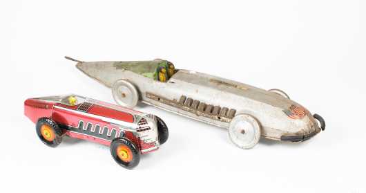 Two Tin Toy Racing Cars