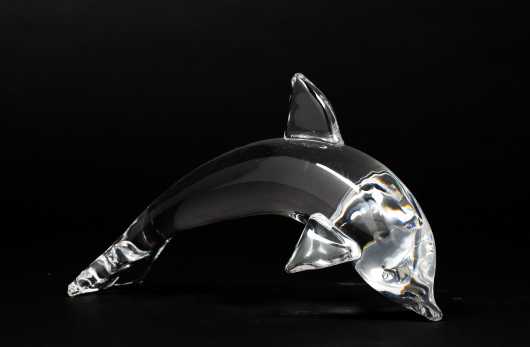 "Steuben" Leaping Dolphin in Clear Glass