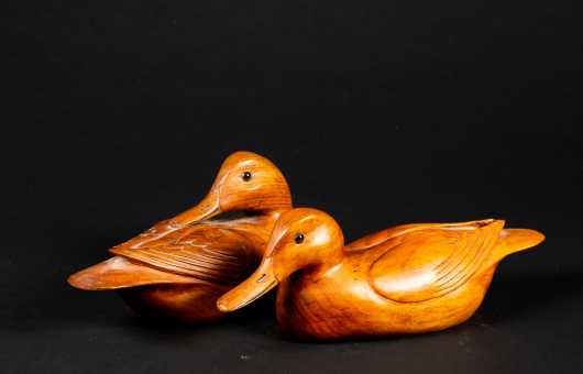 Very Nice Pair of Decorative Teal Ducks