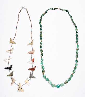 Two Beaded Necklaces in Hardstone and Turquoise