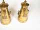 Pair of Engraved Brass Milk Can Lamps