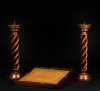 Pair of Fruitwood Pricket Candlesticks and Desk Box