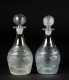 Two Three Mold Stoppered Decanters and a Clear Flip Glass