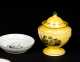 Canary Yellow Soft Paste Covered Sugar Plus Three Small Dishes