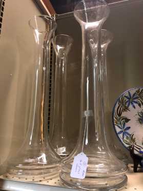 Four Tall Designer Glass Vases