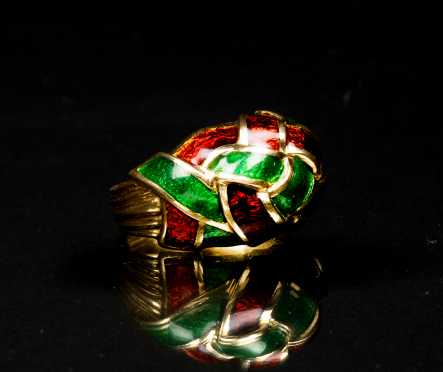 Schlumberger for Tiffany & Co. 18k Gold and Enamel Knot Ring