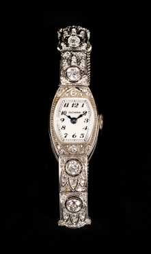 Bucherer Art Deco Diamond and 14k White Gold Ladies Dress Watch