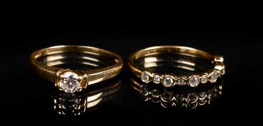 Yellow Gold and Diamond Ring Set