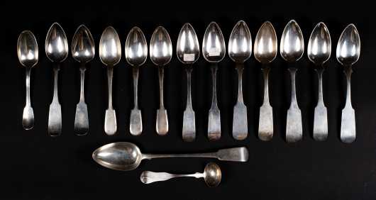 Lot of American and English Coin Serving Spoons