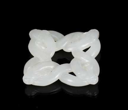 18th/19thC Chinese White Translucent Open Work Jade Carving