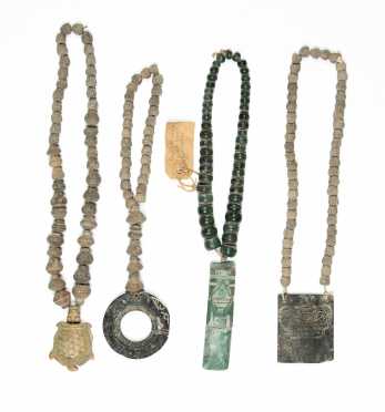 Four Pre Columbian Jadeite and Stone Pendants