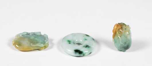 Three Chinese 19th/20thC Jadeite Pieces