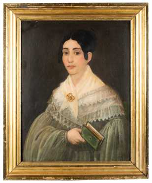 American Primitive Painting of Young Woman