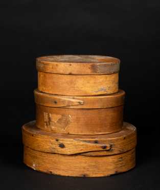 Three Antique Oval Fingered Boxes