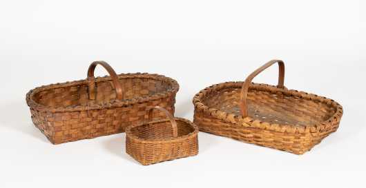 Three Handled Splint Gathering Baskets