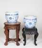 Lot of Chinese Low Tables and Porcelain Jardinieres