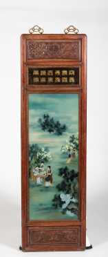 Chinese Hanging Panel with Reverse Painting Country Scene