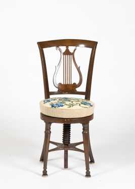19thC French Lyre Back Music Chair