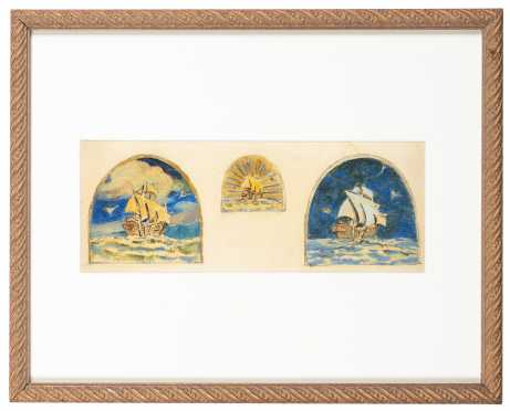 After Barry Faulkner Ship Triptych