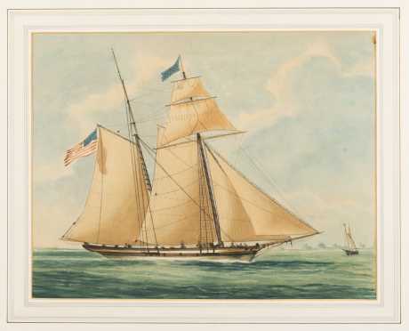 American Watercolor Painting of 19thC Schooner *AVAILABLE FOR REASONABLE OFFERS*