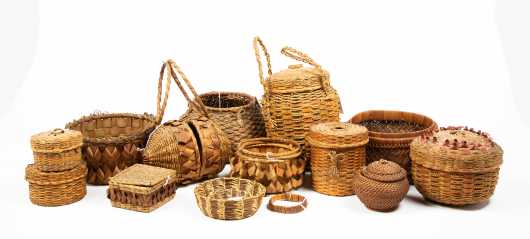 Collection of Twelve Old Native American Baskets