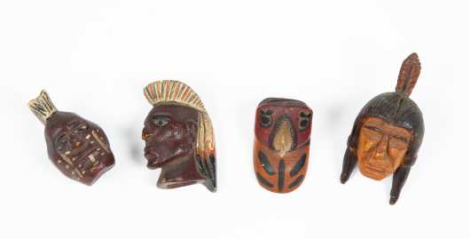 Four Native American 20thC Painted Necklace Figure