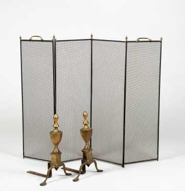 Pair of Brass Urn Top Andirons *AVAILABLE FOR REASONABLE OFFERS*