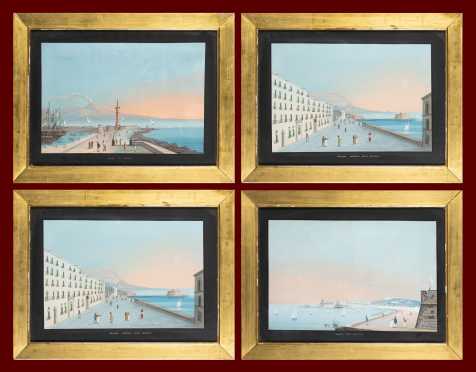 Set of Four Italian Gouache Paintings