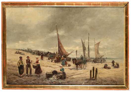 19th/20thC Dutch Seacoast Painting
