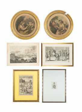 Three Engravings/ Etchings of 16thC Scenes and Three Additional Prints