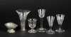 Five Early Cordial Glasses and a Pewter Footed Salt