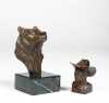 Two Bronze Castings of a Grizzly Bear and Cowboy