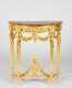 Small French Marble Top Gilded and Carved Console Table