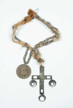 Native American Double Necklace with Peace Medal and Cross