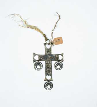 Native American Trade Silver Decorated Cross