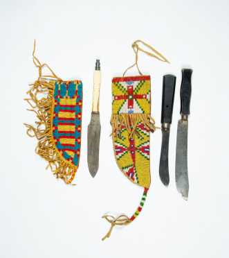 Two Native American Beaded Knife Sheaths