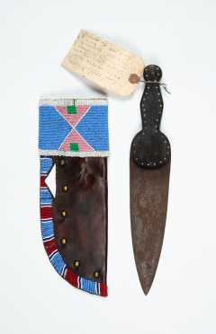 Native American Leather and Bead Decorated Knife Sheath