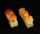Pair of 19thC Chinese Russet and Pale Yellow Nephrite Belt Slides
