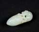 Early Chinese Off White Jade Carving of Monkey and Peach