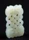 Early Chinese Pale Gray Jade Carving of Conjoined Ruyi-Heads