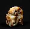 Chinese 19th/20thC Russet and Gray Jadeite Artistic Chilong