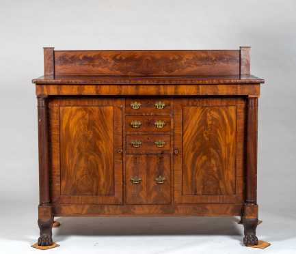 American Empire 19thC Sideboard with Carved Paw Feet