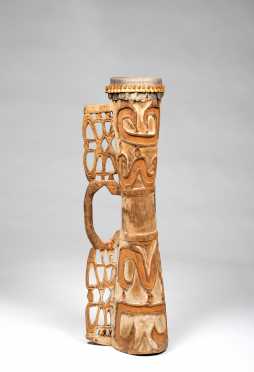 Asmat Drum with Intricate Carved Handle