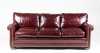 Red Leather Rolled arm Three Seat Sofa