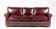 Red Leather Rolled arm Three Seat Sofa